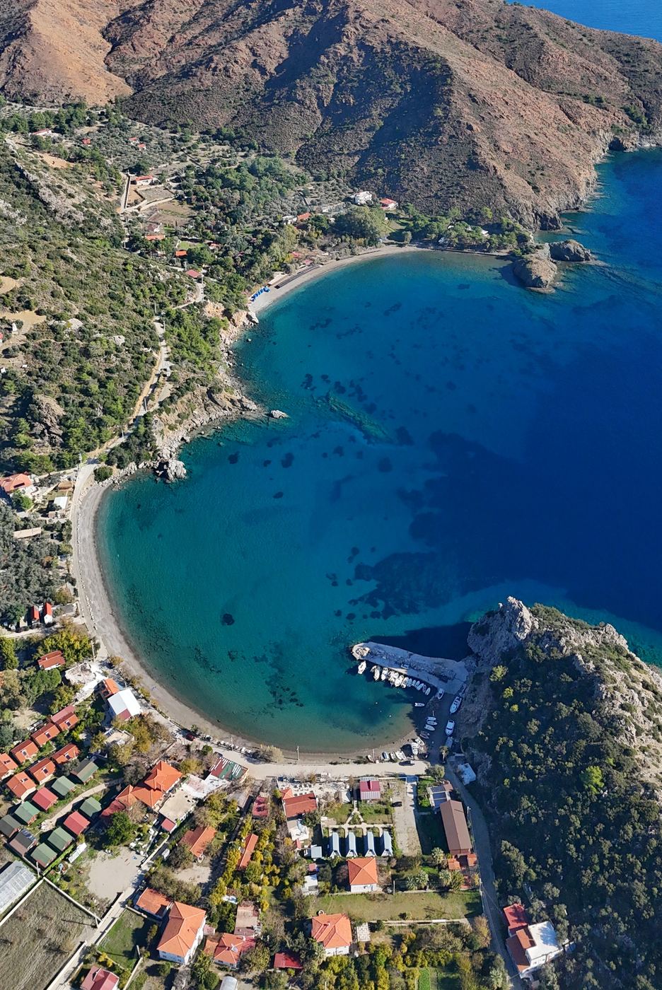 A peninsula cove from a bird's-eye view