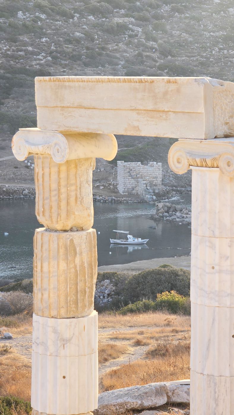 The harbour through the marble columns of Knidos